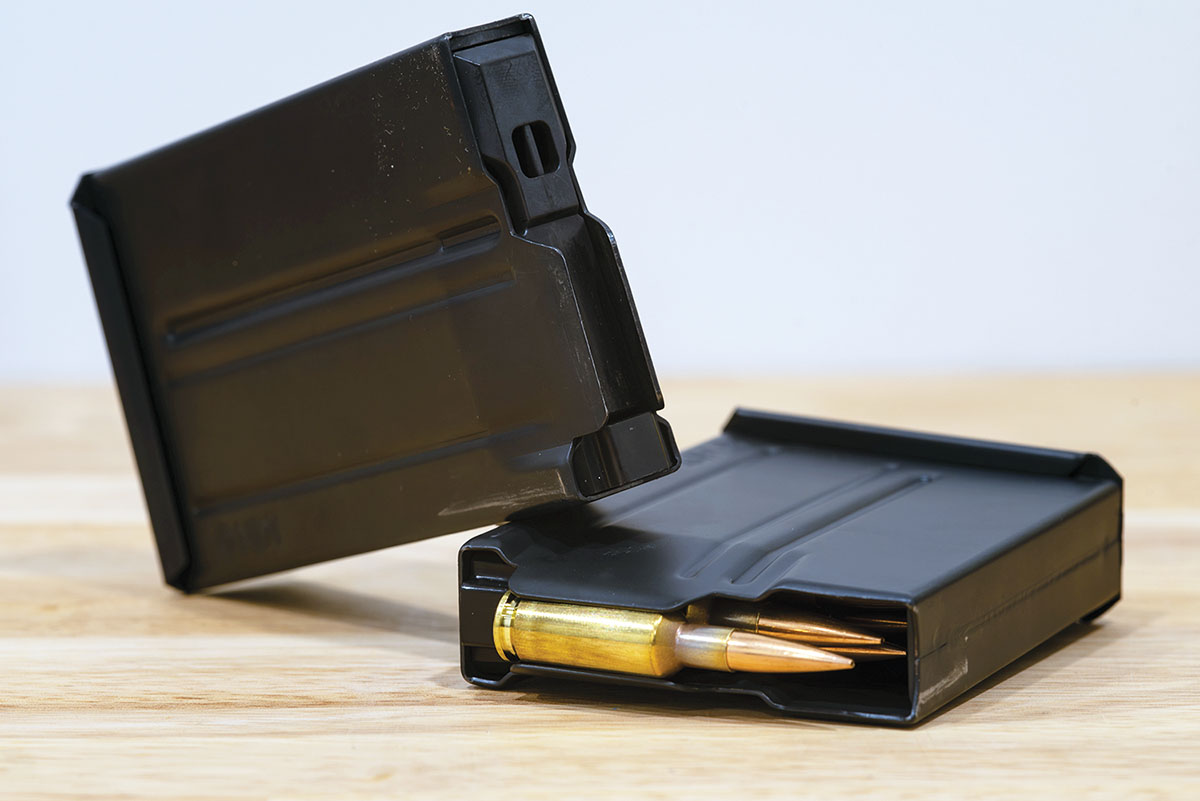 The 6mm BRA cartridge utilizes spacers in a standard 308 Winchester AICS pattern magazine. These magazines from MDT ran flawlessly without ever failing to feed.